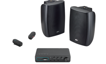 AVer AmpliWave（SAA5） 音訊串流一體方案｜控制盒 ＋ 2 支無線麥克風 ＋ 2 顆喇叭，30W 輸出