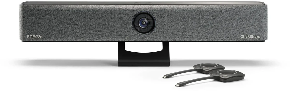 Barco ClickShare Bar Pro 攝影、收音、喇叭與無線簡報一體｜4K 120° 鏡頭 ＋ 6 麥波束成形 ＋ AI 發言者取景